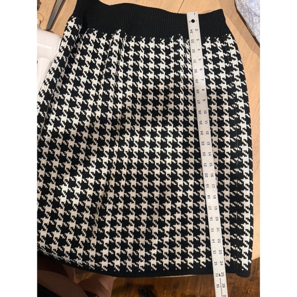 British Vogue Vintage Houndstooth Knit Pencil Skirt Black White Wool Blend USA - Picture 6 of 7